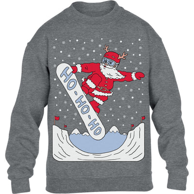Weihnachtspullover Santa HO HO HO Snowboard Kinder Pullover Sweatshirt