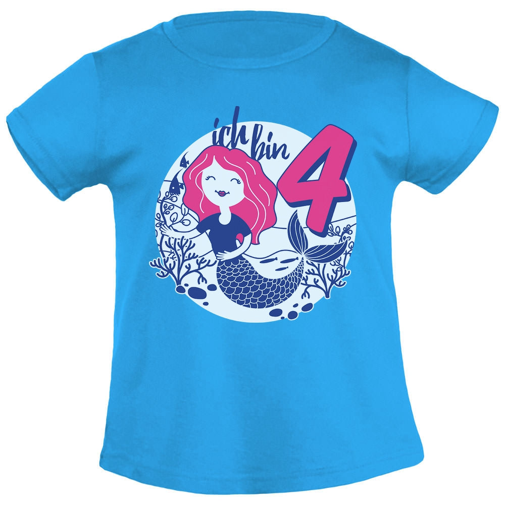 Ich bin 4 Meerjungfrau Korallen Geburtstag Mädchen T-Shirt
