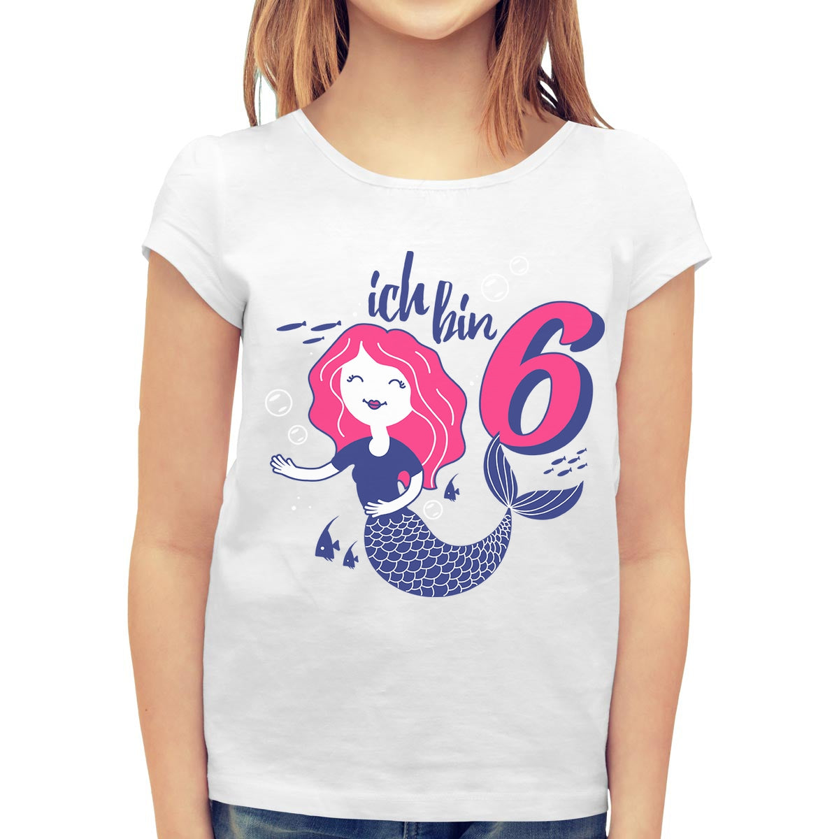 Ich bin 6 Meerjungfrau Geburtstags Mädchen Mädchen T-Shirt