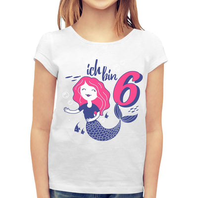 Ich bin 6 Meerjungfrau Geburtstags Mädchen Mädchen T-Shirt