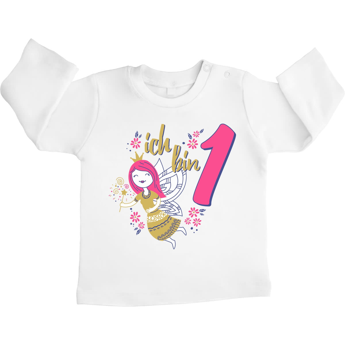 Ich bin 1 Gute Fee Geburtstags Mädchen Unisex Baby Langarmshirt Gr. 66-93