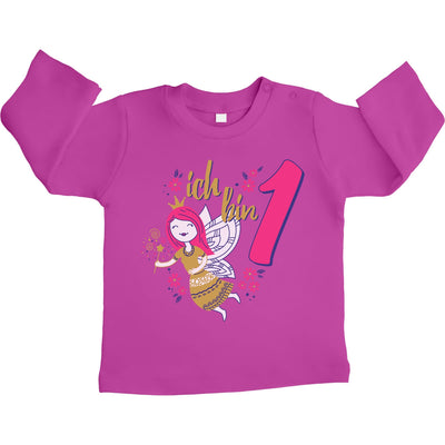 Ich bin 1 Gute Fee Geburtstags Mädchen Unisex Baby Langarmshirt Gr. 66-93