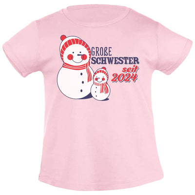 T-Shirt Mädchen Geschenk Große Schwester seit 2024 Schneemänner Mädchen T-Shirt