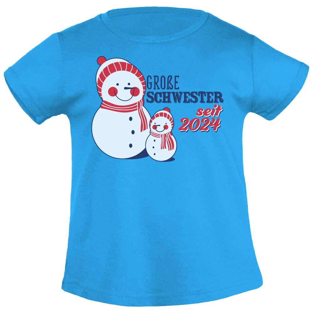 T-Shirt Mädchen Geschenk Große Schwester seit 2024 Schneemänner Mädchen T-Shirt