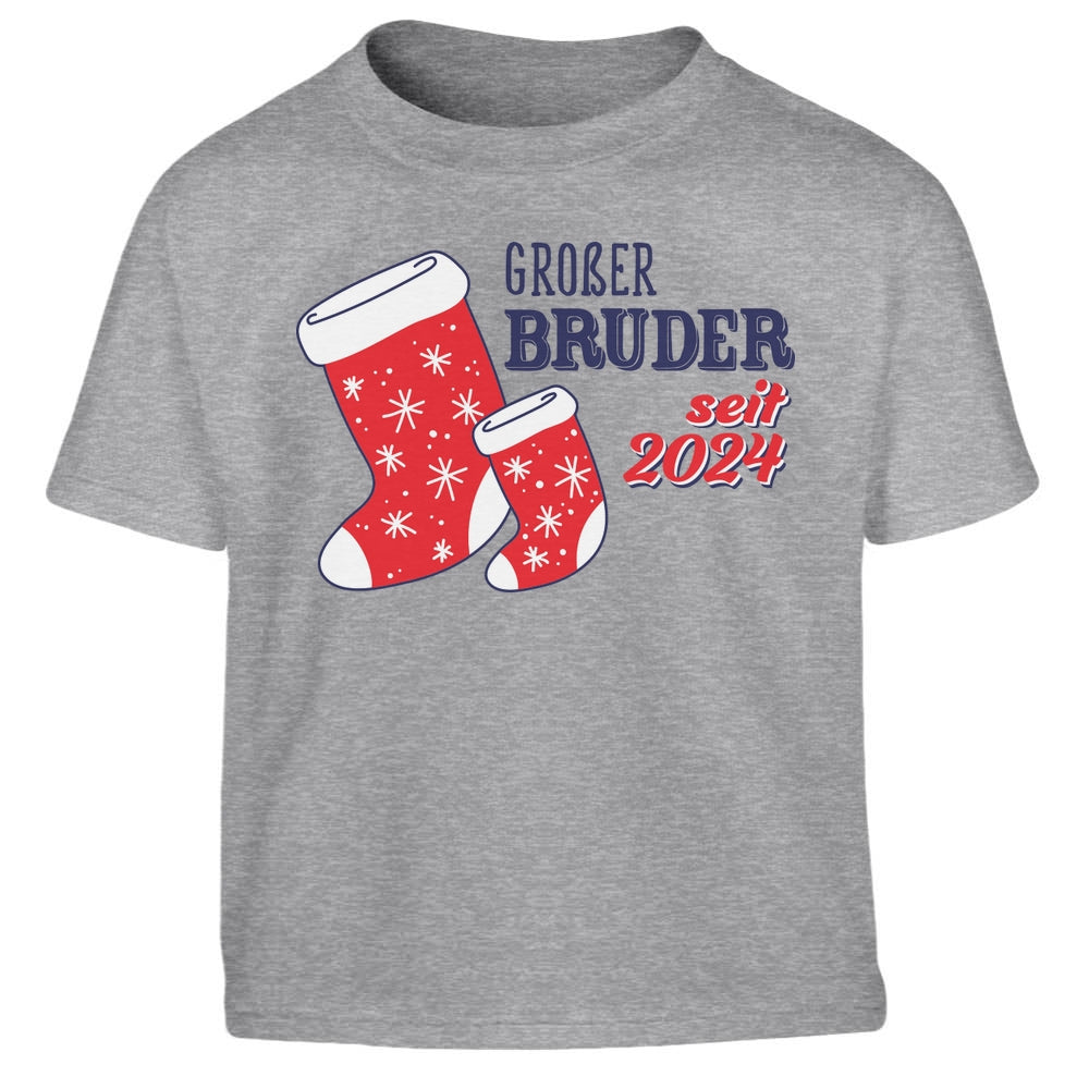 Geschenk Großer Bruder seit 2024 Weihnachtssocken Kinder Jungen T-Shirt