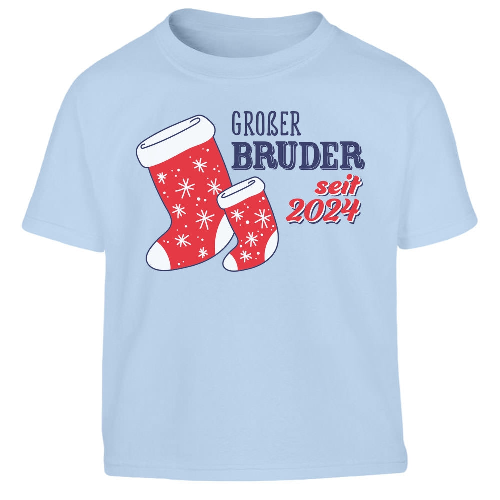 Geschenk Großer Bruder seit 2024 Weihnachtssocken Kinder Jungen T-Shirt