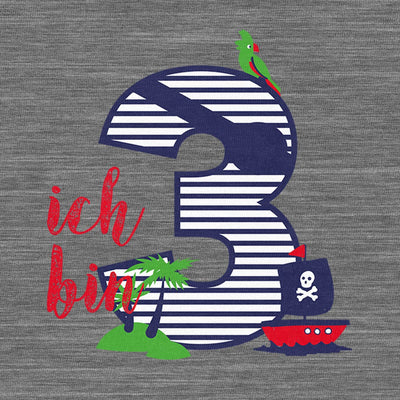 Ich bin Drei Piraten Geburtstag Geschenk 3 Jahre Kinder Jungen T-Shirt