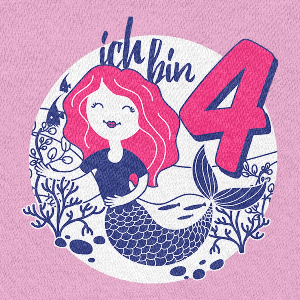 Ich bin 4 Meerjungfrau Korallen Geburtstag Mädchen T-Shirt